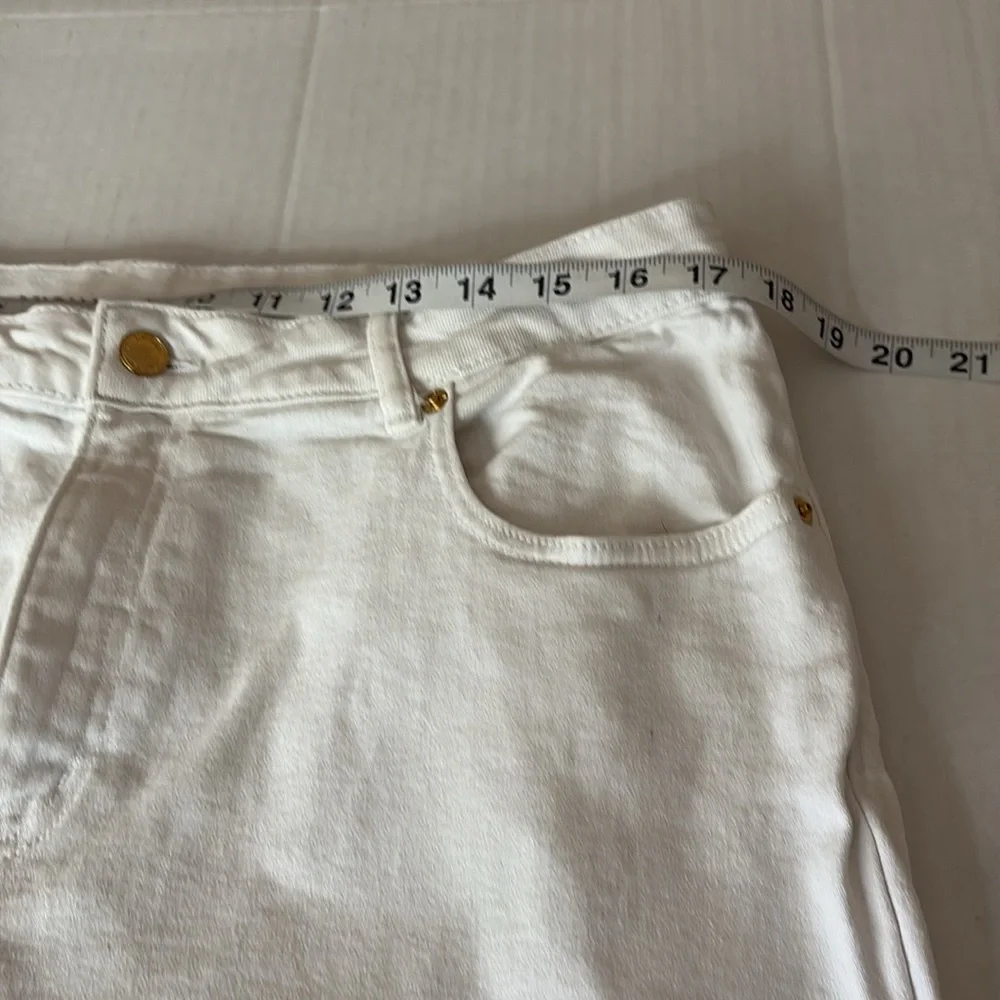 Michael Kors Women Jeans White Selma Straight Crop High-Rise Slim Size16